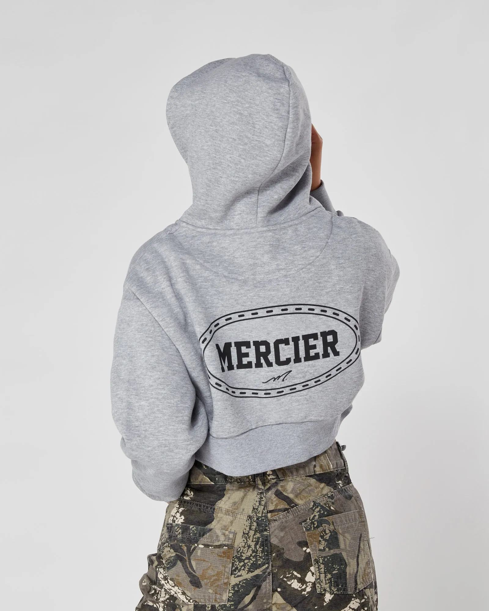 Womens Grey Marl Mercier Maison Cropped Hoodie