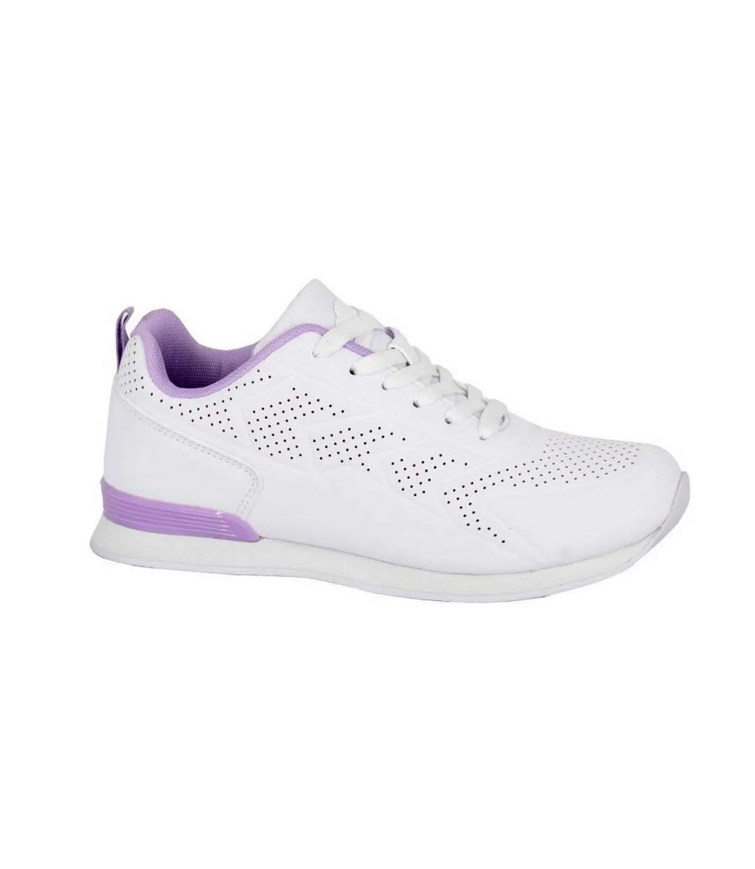 Womens/ladies fluke lace up bowling shoes white/lilac Dek