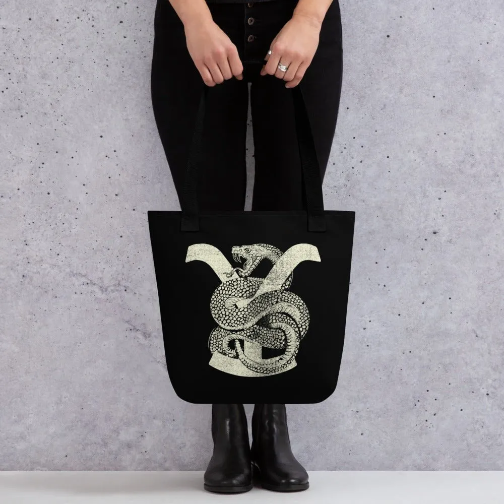 Yellowstone Greyscale Rattlesnake Tote Bag